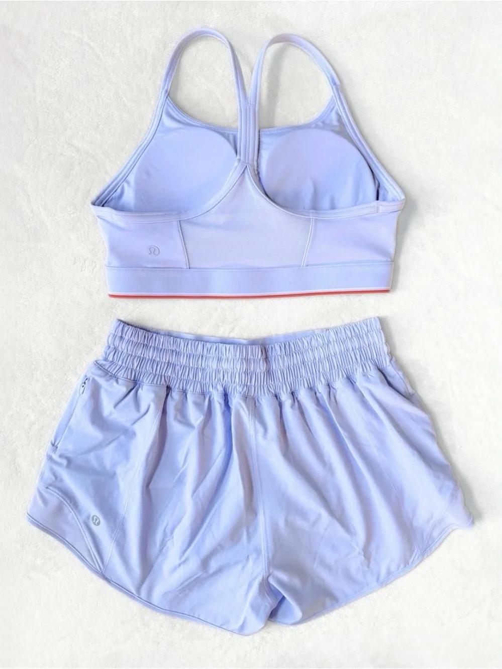 NWT Lululemon Flow Y Bra + Hotty Hot Shorts Set – Serene Blue – Size 6